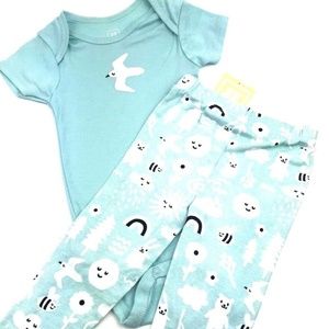 Baby Outfit Girls Size 12m 2pc Matching Set Bodysuit Pants Children Kids Bird